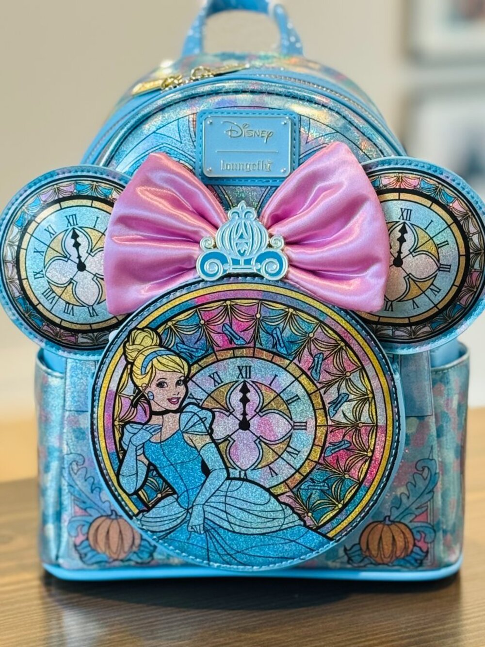 Loungefly Disney Princess Cinderella Stained Glass Mini Backpack & Ears Set NWT - Picture 2 of 6